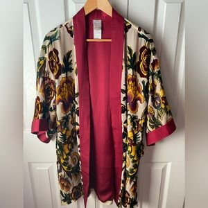 Chico’s Heritage Floral Burnout Velvet Kimono SZ S/M